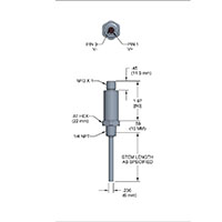 810 Series Compact Temperature Transmitter, -22/125 ºF Temperature Range, 4-20 mA Output, 1/4 NPT Process Connection, M12 x 1 (4-Pin), 1.0 in Stem, 6 mm Diameter
